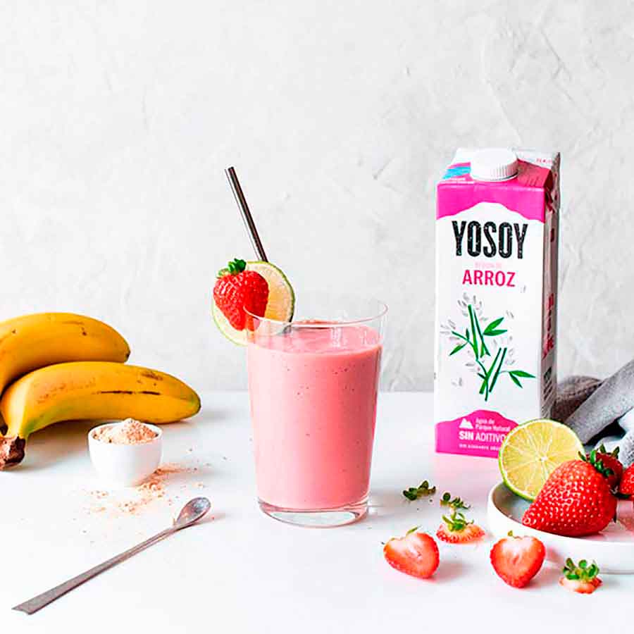 Batido de fresa, plátano y maca